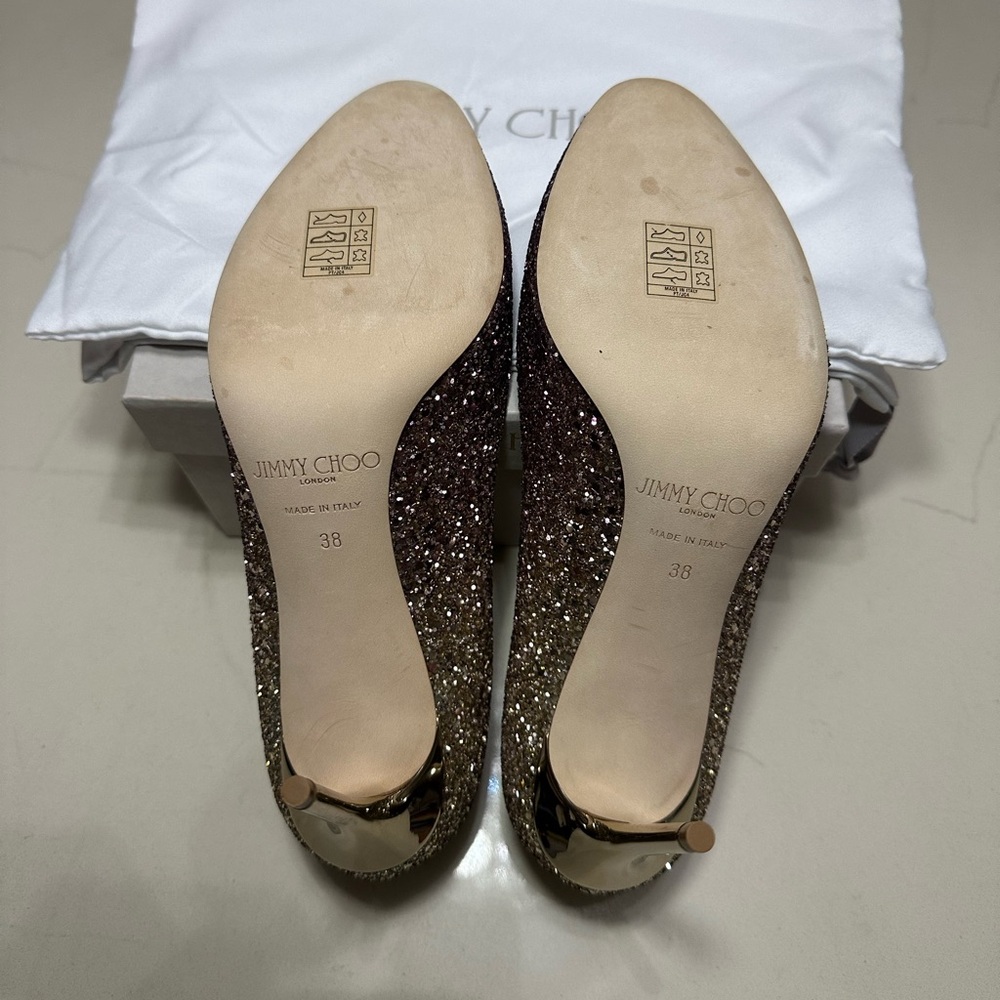 Jimmy Choo Pink Glitter Pointed-Toe Pumps - Picture 2 of 6